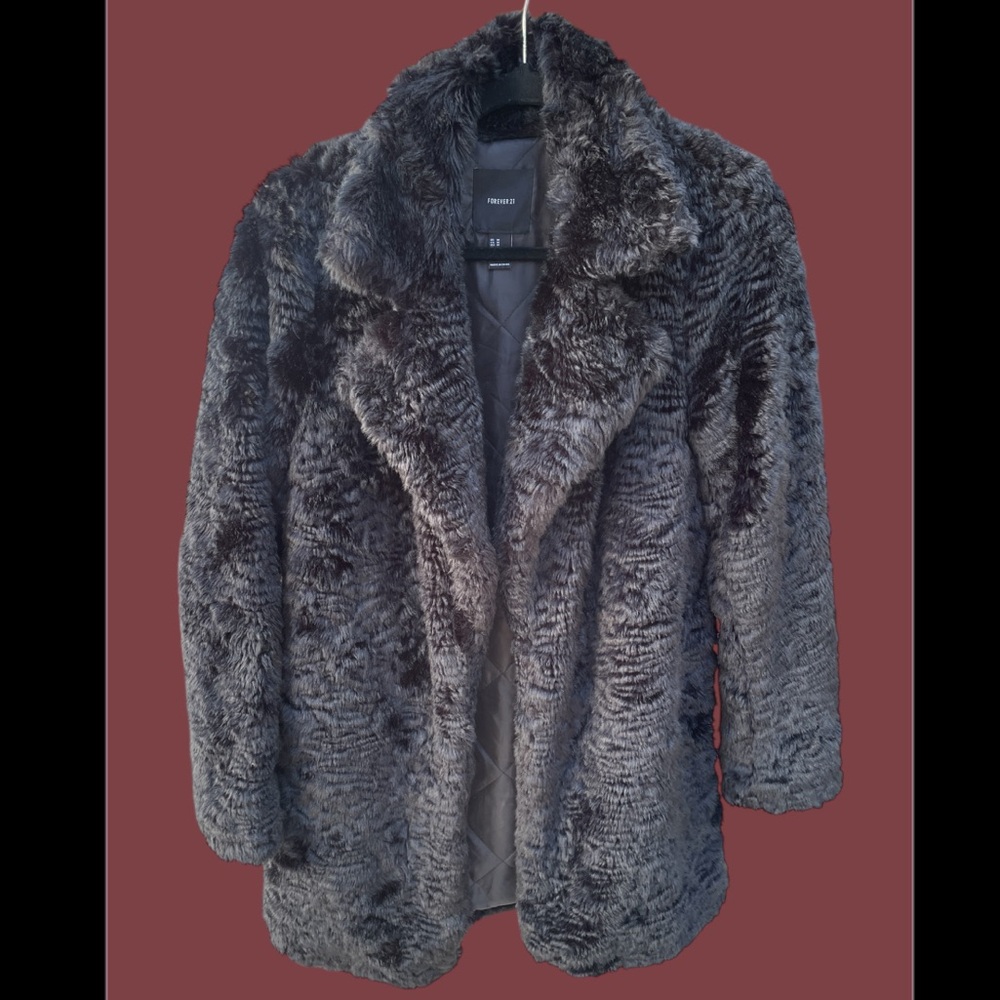 Forever 21 Black Fuzzy Teddy Jacket